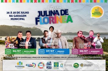 FLORÍNEA DIVULGA PROGRAMAÇÃO DA 32ª FESTA JULINA