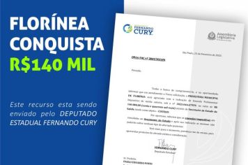 FLORÍNEA RECEBE RECURSOS DO DEPUTADO ESTADUAL FERNANDO CURY