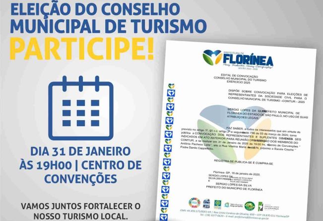 Participe da Eleição do Conselho Municipal de Turismo de Florínea!