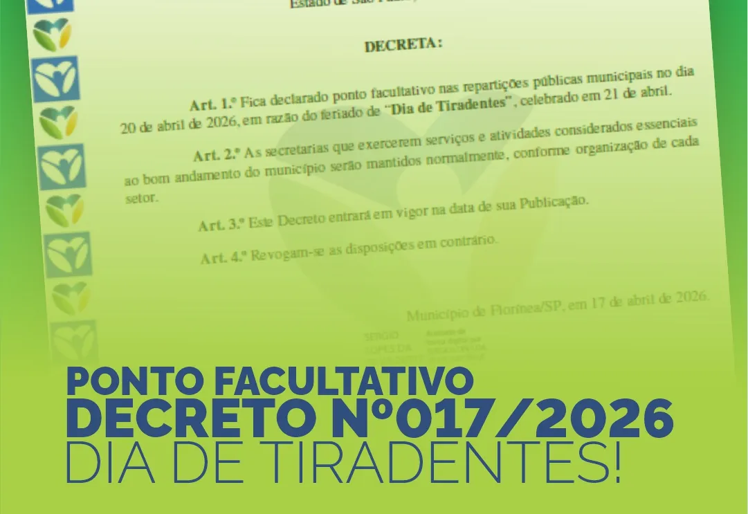COMUNICADO IMPORTANTE: FERIADO E PONTO FACULTATIVO